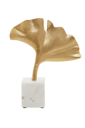 Mirano Gold Finish Ginkgo Sculpture