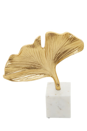 Mirano Gold Finish Ginkgo Sculpture