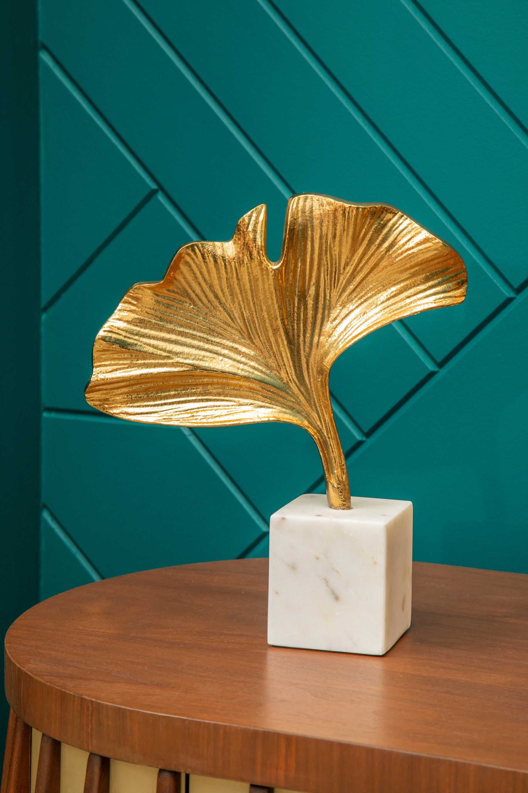 Mirano Gold Finish Ginkgo Sculpture