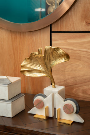 Mirano Gold Finish Ginkgo Sculpture