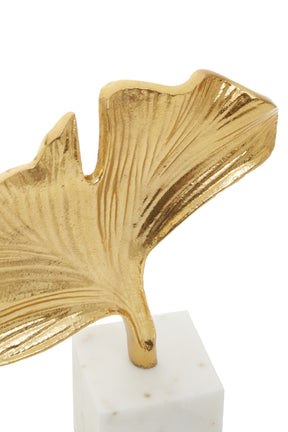 Mirano Gold Finish Ginkgo Sculpture